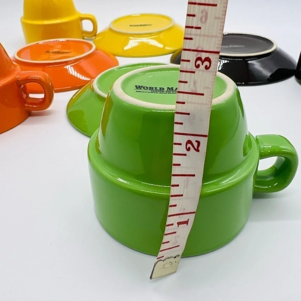 PIER 1 SET OF 4 COLORFUL MINIATURE EXPRESSO FLOWER POT STYLE MUGS